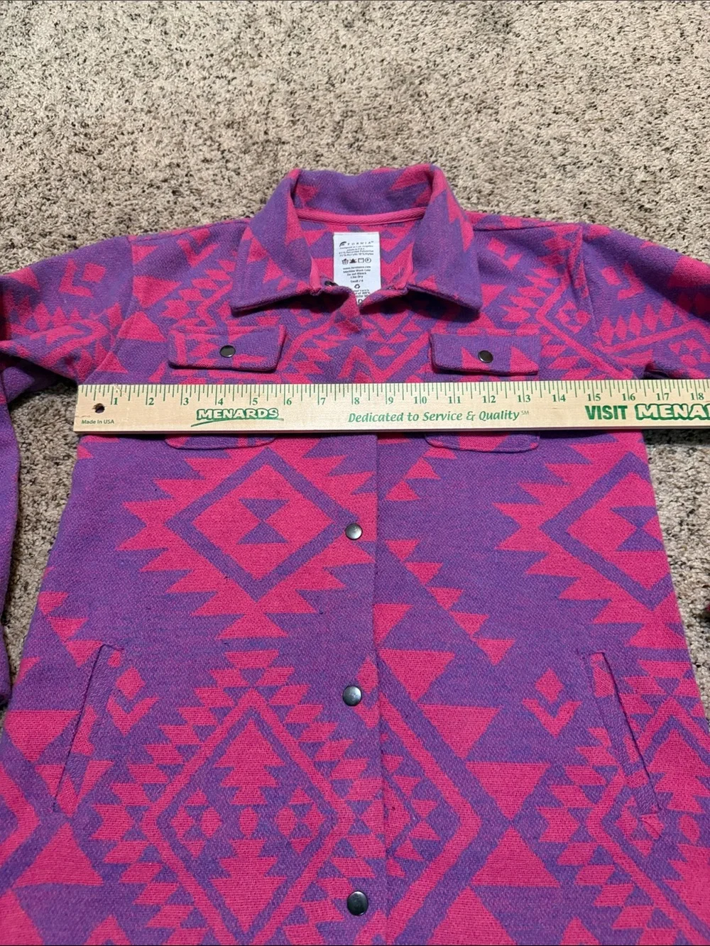 Girls Purple & Pink Aztec Snap-Front Shacket, Jacket